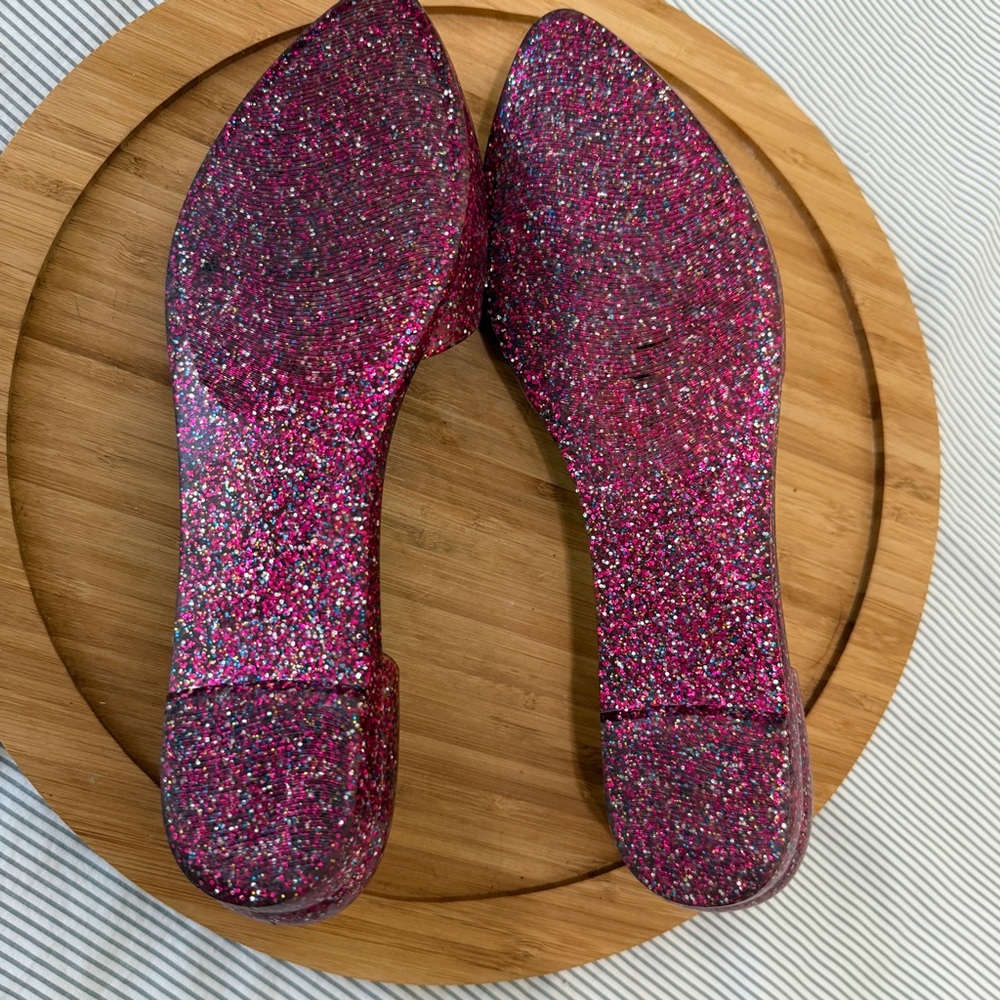 Jeffrey Campbell Pink Glitter Jelly Point Flats Slip On Barbie Girly size 9 - Picture 6 of 6